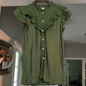 New with tags! Loft Green Ruffled Sleeveless Blouse